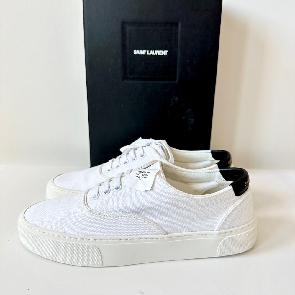 NWT Saint Laurent Venice Low-top Sneakers White with Logo, Size 39.5